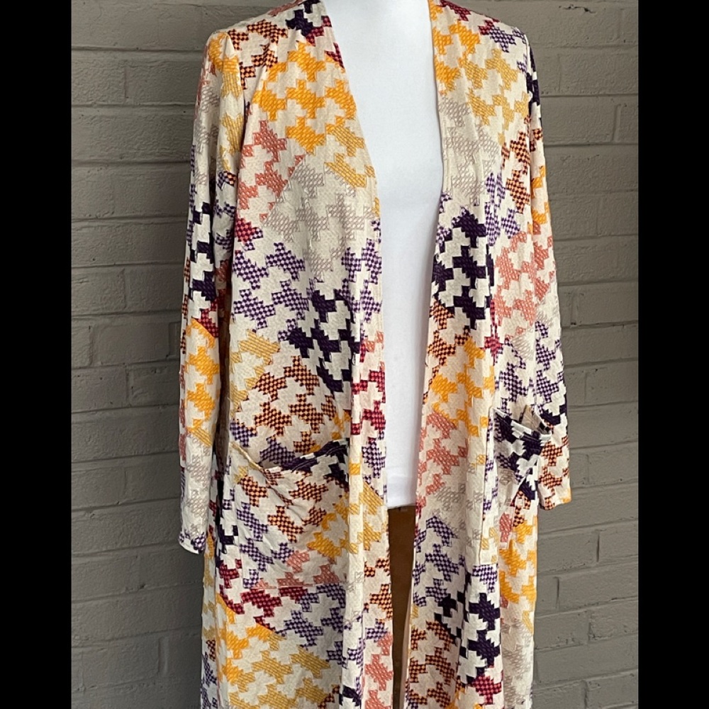 Lula Roe Open Front Modern Patchwork Duster L - image 2